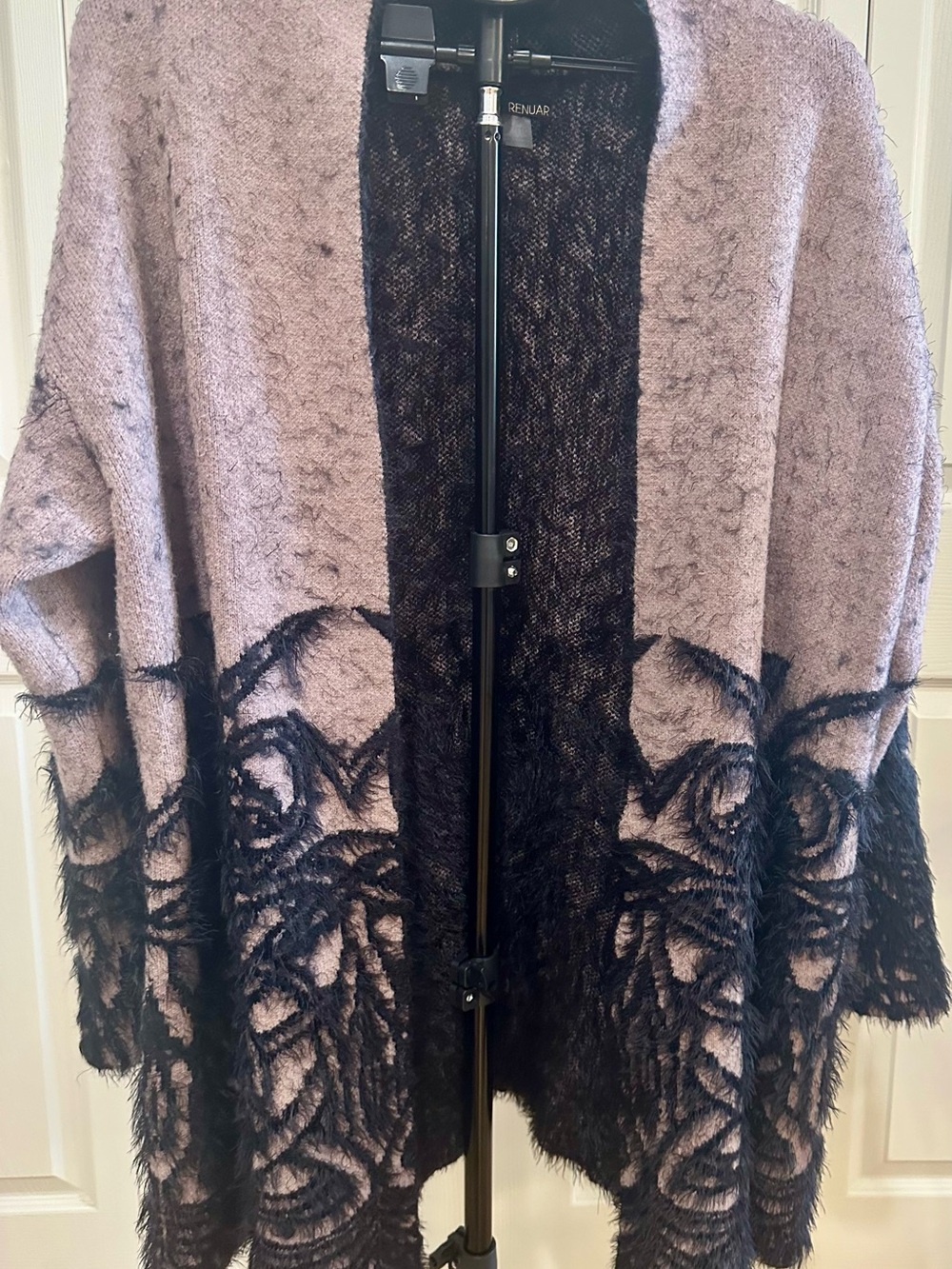 Renuar Lavender and Black Floral Open Front Cardigan